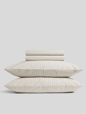 parachute relaxed linen stripe sheet set queen Linen Blend Tan NEW